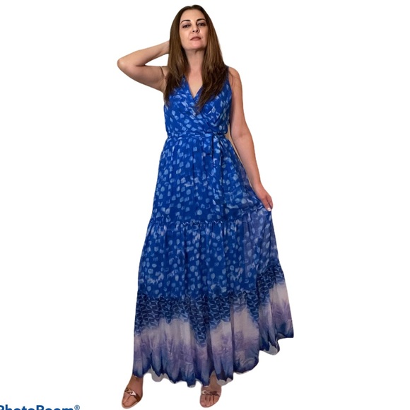 NWT DKNY Tie-Dye Chiffon Sleeveless Maxi Dress 12 - Picture 2 of 13